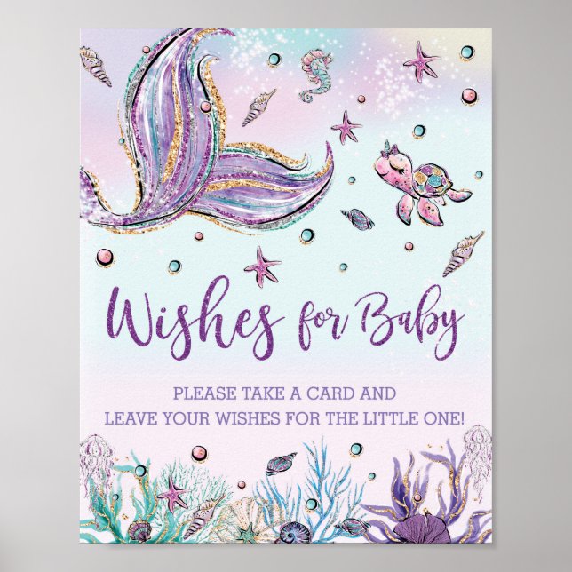 Sjöjungfru Svan under Sea Önskemål för Baby-tecken Poster (Framsidan)