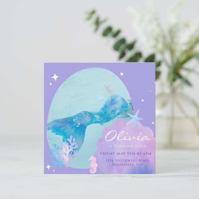 Sjöjungfru svans födelsedagsinbjudan, Under havet  (Stående Fram)