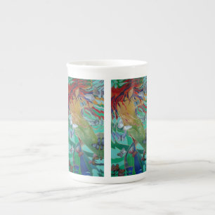 Sjöjungfru Swimming med Butterflies Fantasy Art Benporslin Mugg