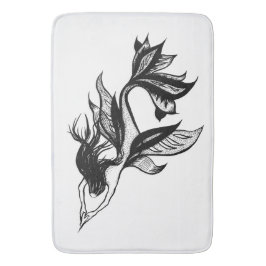 Sjöjungfru Tatto Stil Stippel Shaded Bläck Tecknin Badrumsmatta