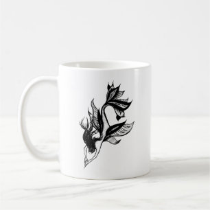 Sjöjungfru Tattoo Stil Stipple Shaded Bläck Teckni Kaffemugg