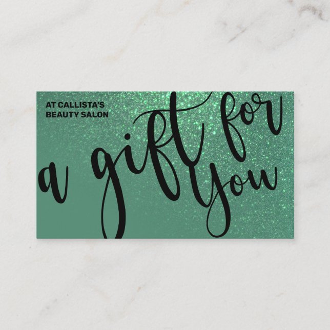 Sjöjungfru Teal Glitter Gradient Gift Certificate Visitkort (Framsida)