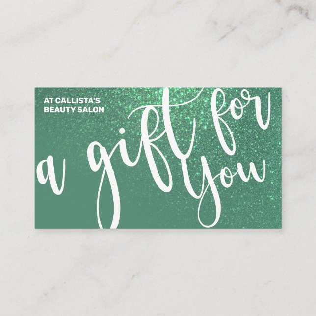Sjöjungfru Teal Glitter Gradient Gift Certificate Visitkort (Framsida)