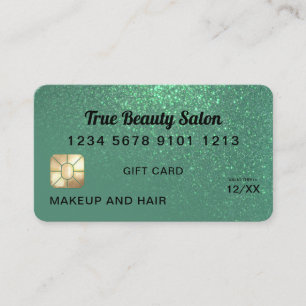 Sjöjungfru Teal Glitter Kredit Card Gift Certifica Visitkort
