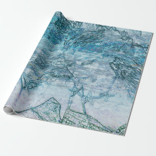 Sjöjungfru Teal Grönt Nautical Ocean Vågar Decoupa Presentpapper