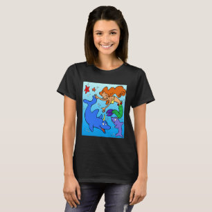 Sjöjungfru tecknad Havsundervattensdelfinarbete T Shirt