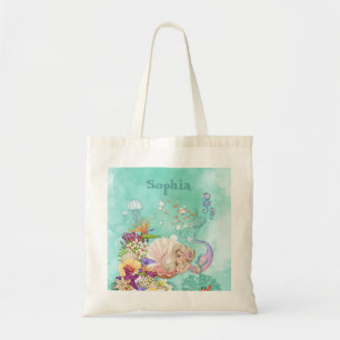 Sjöjungfru Tema Rosa Blue Cute Personal Tygkasse