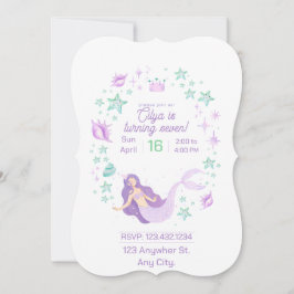 Sjöjungfru-temat födelsedagsinbjudan