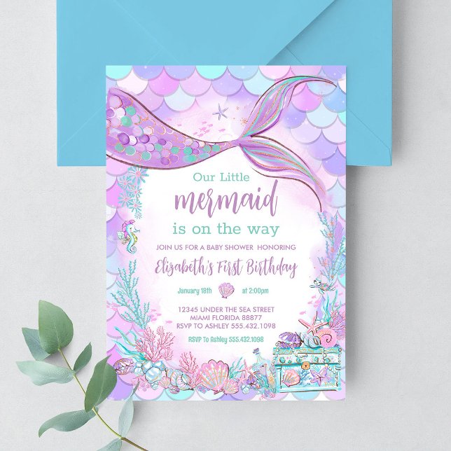 Sjöjungfru Tjej Baby Shower Inbjudningar (Skapare uppladdad)