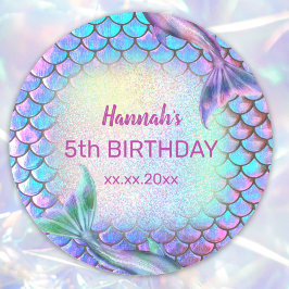 sjöjungfru tjej Birthday Runt Klistermärke