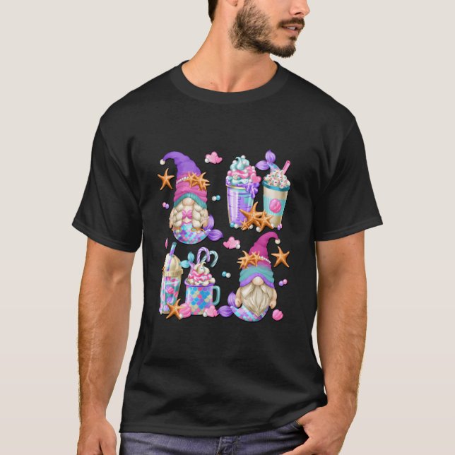 Sjöjungfru Tomte För Sommaruppehåll Kaffe Latte Ko T Shirt (Framsida)