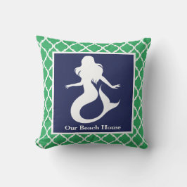 Sjöjungfru Turcos Blue Nautical Personalize Namn Kudde