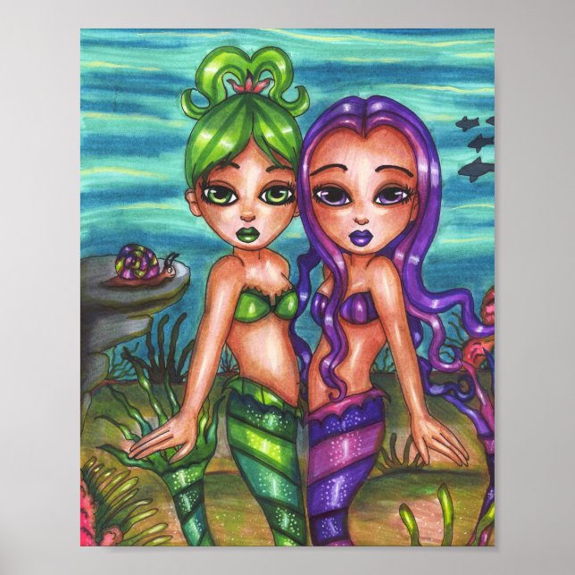 Sjöjungfru Twin Sisters Fantasy-sagitel original Poster (Framsidan)