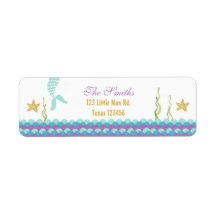 Sjöjungfru under adressetikett för återvändande ti