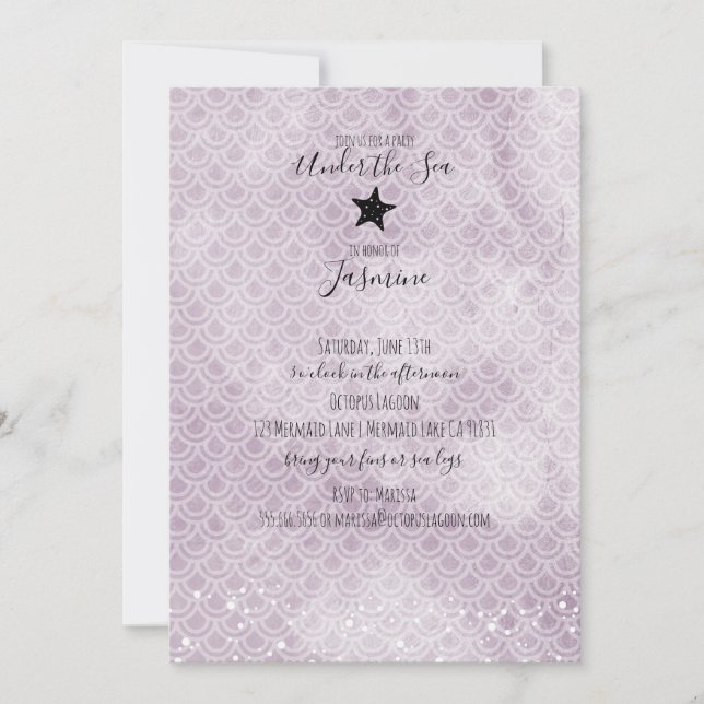 Sjöjungfru under Födelsedagsfest inbjudan (Framsida)