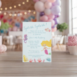 Sjöjungfru under Födelsedagsfest inbjudan