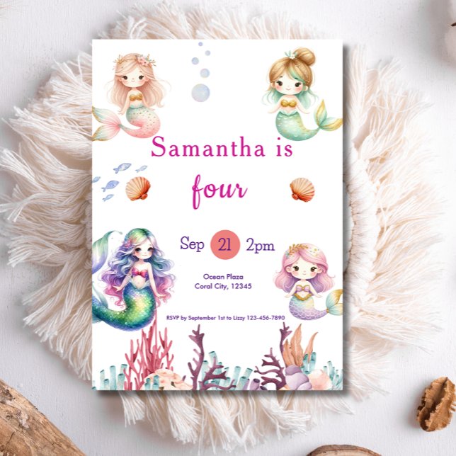 Sjöjungfru under Födelsedagsfesten om hav Inbjudningar (Skapare uppladdad)