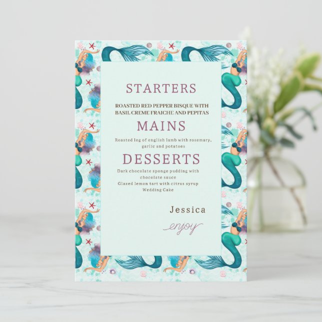 Sjöjungfru under Födelsedagsfesten om hav Meny (Stående Fram)