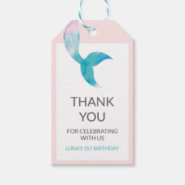 Sjöjungfru Under Havet 1-års Födelsedag Pastell Fl Presentetikett