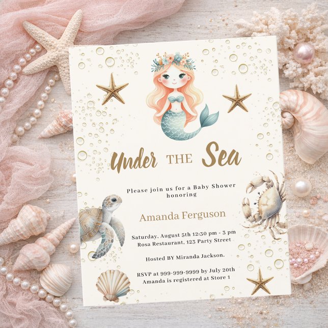 Sjöjungfru Under havet Baby Shower inbjudan (Skapare uppladdad)