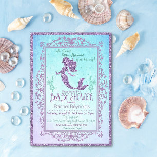 Sjöjungfru Under Havet Baby Shower Inbjudan