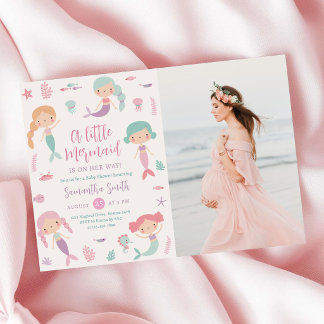 Sjöjungfru Under Havet Baby Shower Inbjudan Foto