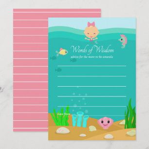 Sjöjungfru Under Havet Baby Shower Råd till Mamma Inbjudningar
