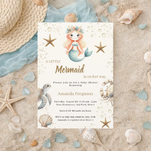 Sjöjungfru Under havet havsdjur Baby Shower Inbjudningar