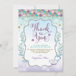 Sjöjungfru Under Havet Strand Ocean Bebis Shower Tack Kort