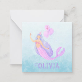 Sjöjungfru under havets födelsedag Flicka Blue Par Anteckningskort