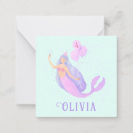 Sjöjungfru under havets födelsedag Flicka Blue Par Anteckningskort