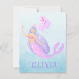 Sjöjungfru under havets födelsedag Flicka Blue Par OSA Kort