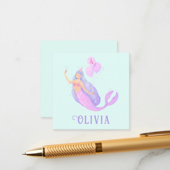 Sjöjungfru under havets födelsedag Flicka Blue Par Tilläggskort (Fram/Back In Situ)