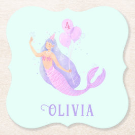 Sjöjungfru under havets födelsedag Flicka Blue Underlägg Papper