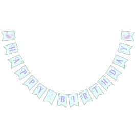 Sjöjungfru under havets födelsedag Flicka Blue Vimplar