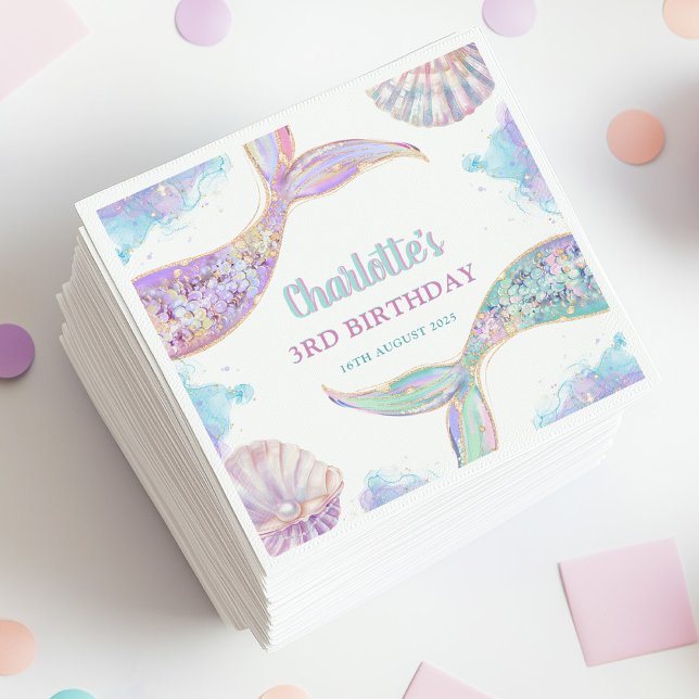 Sjöjungfru under havets tredje födelsedag pappersservett (Skapare uppladdad)