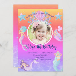 Sjöjungfru under havets vattenfärgsfödelsedag inbjudningar