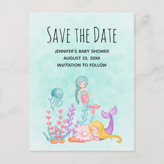 Sjöjungfru under Havsfärgen Spara datum Inbjudan Vykort (Framsida)