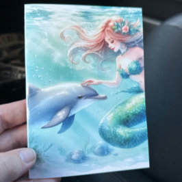Sjöjungfru under havskusten tack kort