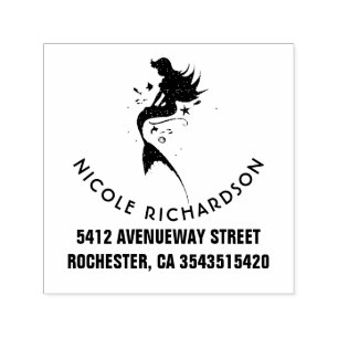 Sjöjungfru under havsstranden Firande Självfärgande Stämpel