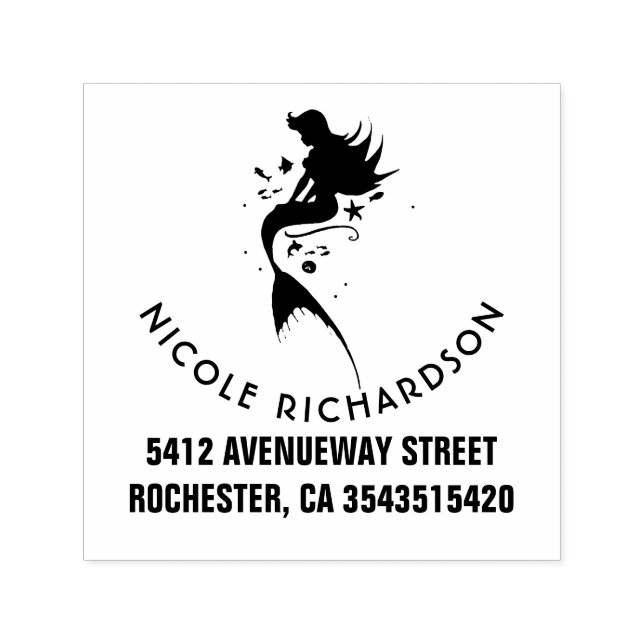 Sjöjungfru under havsstranden Firande Självfärgande Stämpel (Design)