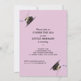 Sjöjungfru under havsytan 1:a årsdagen party stran inbjudningar
