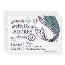 Sjöjungfru under inbjudan till Havets födelsedag