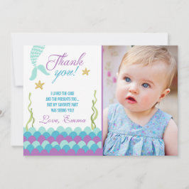 Sjöjungfru under kortet för havsfödelsedagtack tack kort