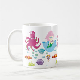 Sjöjungfru under Rosa och Octopus Oceanen Fantasy Kaffemugg