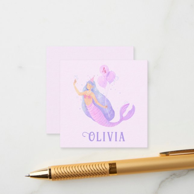 Sjöjungfru under Sea Birthday Girl Girl Party Tilläggskort (Fram/Back In Situ)