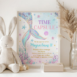 Sjöjungfru under Sea Birthday Time Capsule Sign Poster