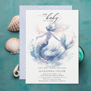 Sjöjungfru under Sea Elegant Chic Girl Baby Shower Inbjudningar