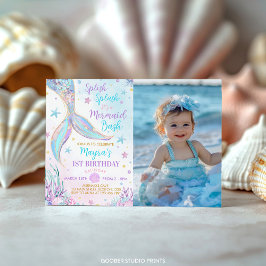 Sjöjungfru under Sea Girl Birthday Photo Inbjudningar