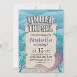 Sjöjungfru under Sea Girl Födelsedagsfest Inbjudningar